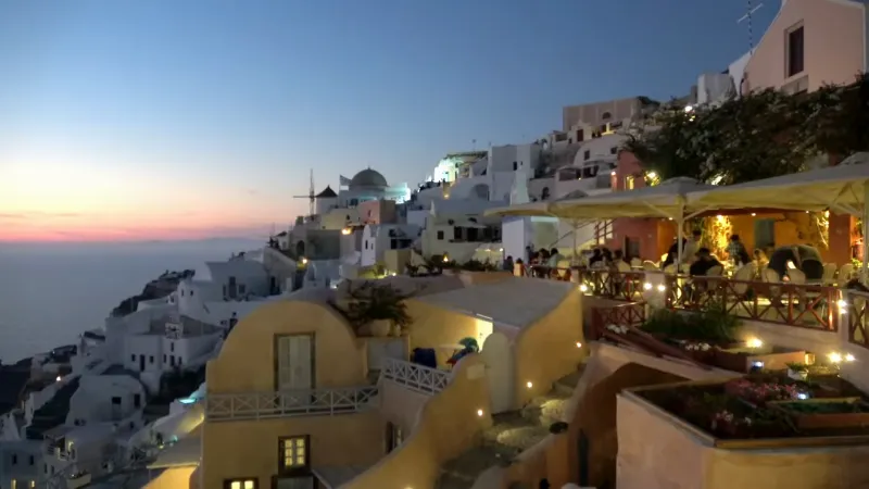 Sunset over the caldera in Santorini